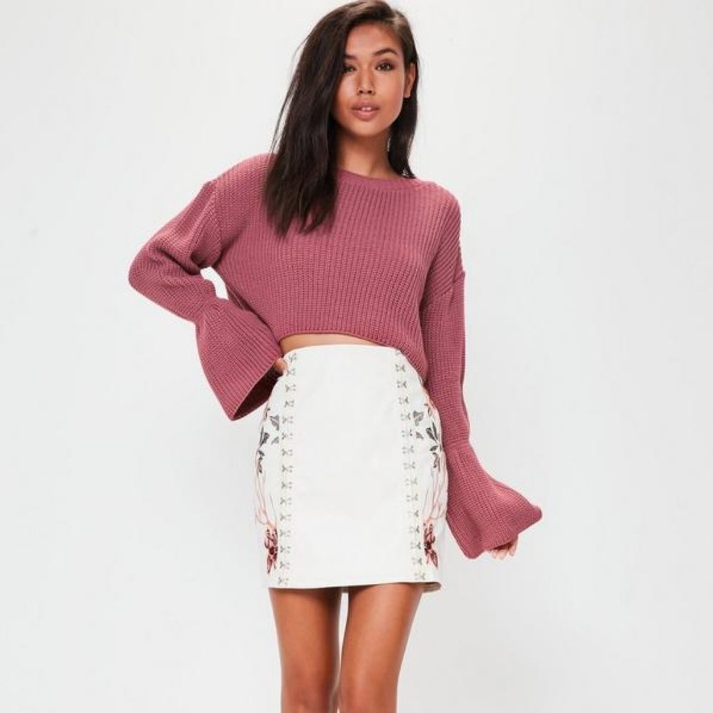 Missguided Flared Sleeve Knitted Cropped Jumper